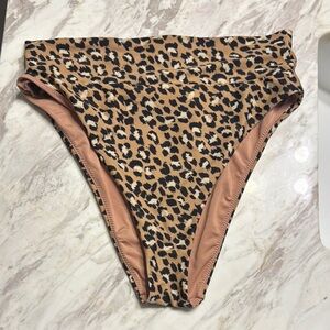 Aerie cheetah high cut cheeky swim bikini bottoms medium